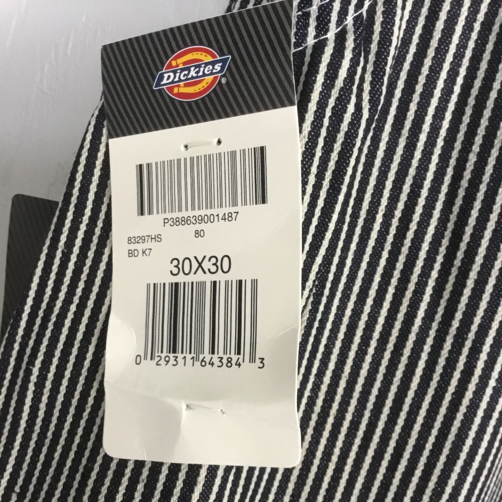 Dickies bib overalls hickory striped cotton unisex size 30 x 30 NWT - Picture 4 of 4